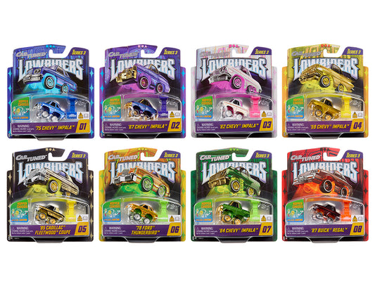 "Lowriders Show Glow" Series 3 Set of 8 Pieces Diecast Model Cars