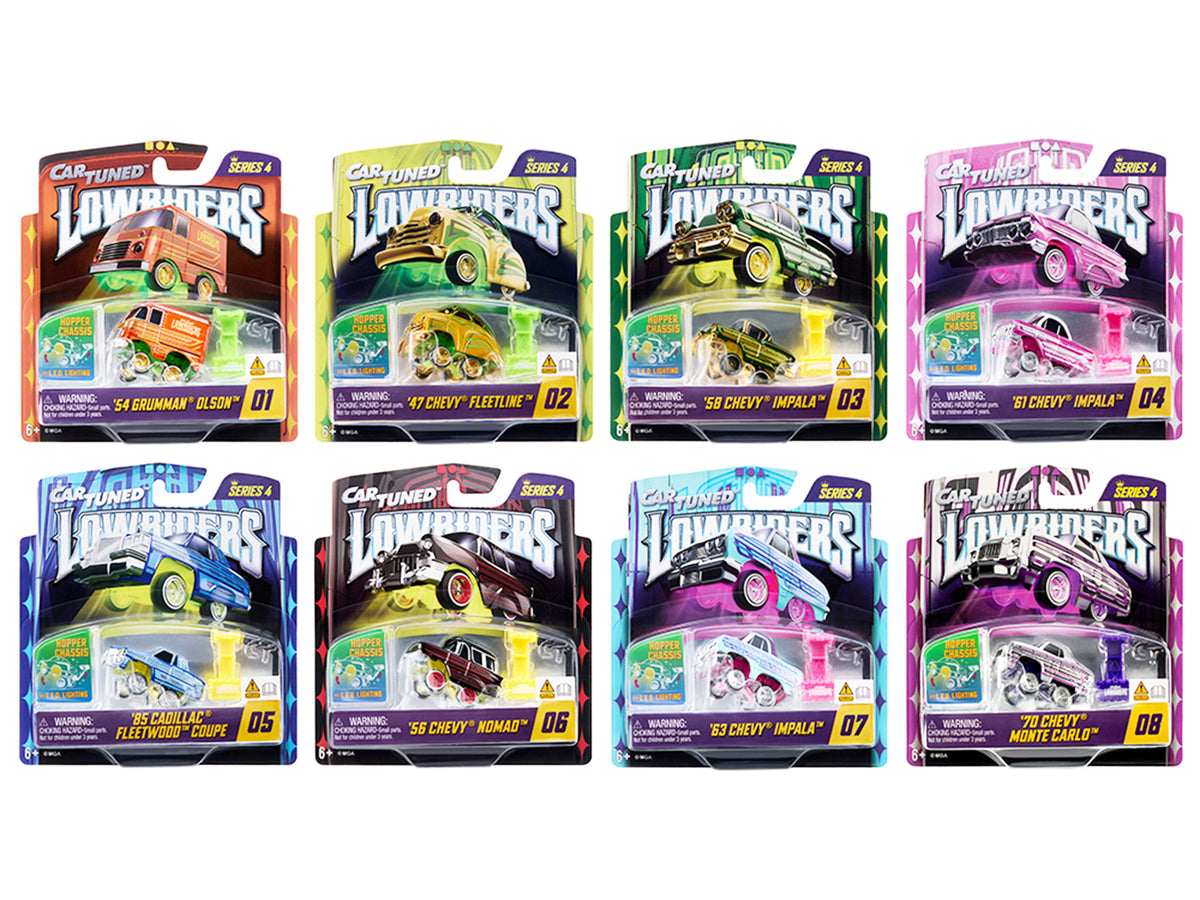 "Lowriders Show Glow" Series 4 Set of 8 Pieces Diecast Model Cars