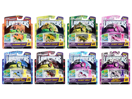 "Lowriders Show Glow" Series 4 Set of 8 Pieces Diecast Model Cars