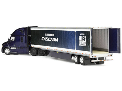 Freightliner Fifth Generation Cascadia Raised Roof Sleeper & 53' Utility Trailer with Skirts Midnight Blue 1/64 Diecast Model