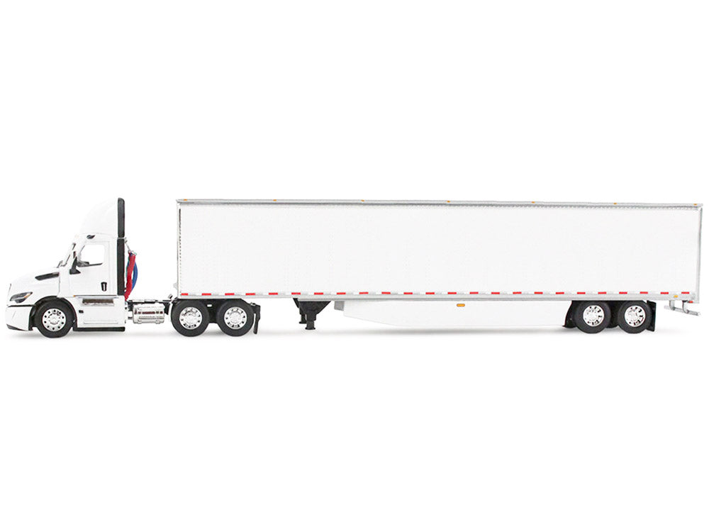 Freightliner Fifth Generation Cascadia Day Cab and 53' Utility Trailer with Skirts White 1/64 Diecast Model