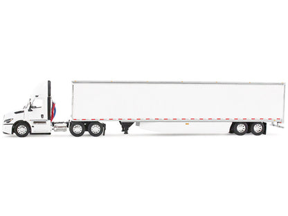 Freightliner Fifth Generation Cascadia Day Cab and 53' Utility Trailer with Skirts White 1/64 Diecast Model