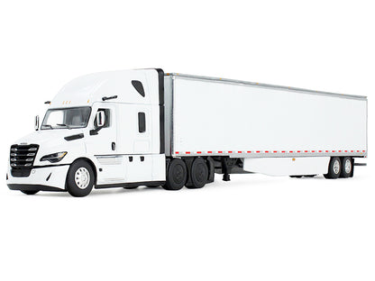 Freightliner Fifth Generation Cascadia Raised Roof Sleeper & 53' Utility Trailer with Skirts White 1/64 Diecast Model
