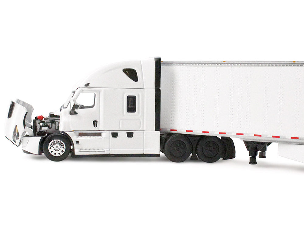 Freightliner Fifth Generation Cascadia Raised Roof Sleeper & 53' Utility Trailer with Skirts White 1/64 Diecast Model