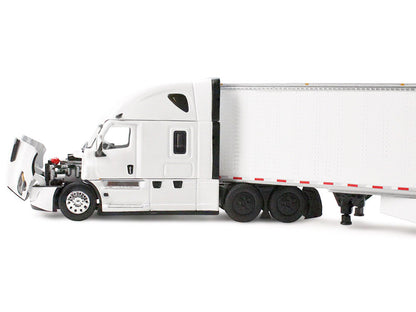 Freightliner Fifth Generation Cascadia Raised Roof Sleeper & 53' Utility Trailer with Skirts White 1/64 Diecast Model
