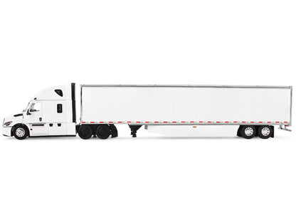 Freightliner Fifth Generation Cascadia Raised Roof Sleeper & 53' Utility Trailer with Skirts White 1/64 Diecast Model