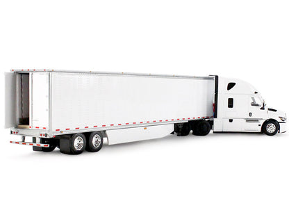 Freightliner Fifth Generation Cascadia Raised Roof Sleeper & 53' Utility Trailer with Skirts White 1/64 Diecast Model