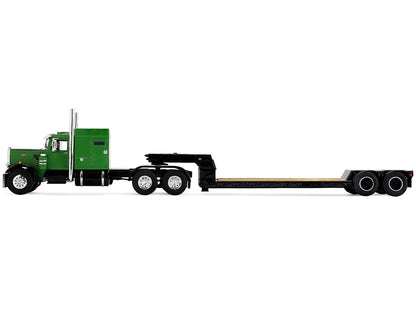 Peterbilt 351 with 60" Vintage Sleeper and Rogers Vintage Lowboy Trailer Green with Black Trailer 1/64 Diecast Model