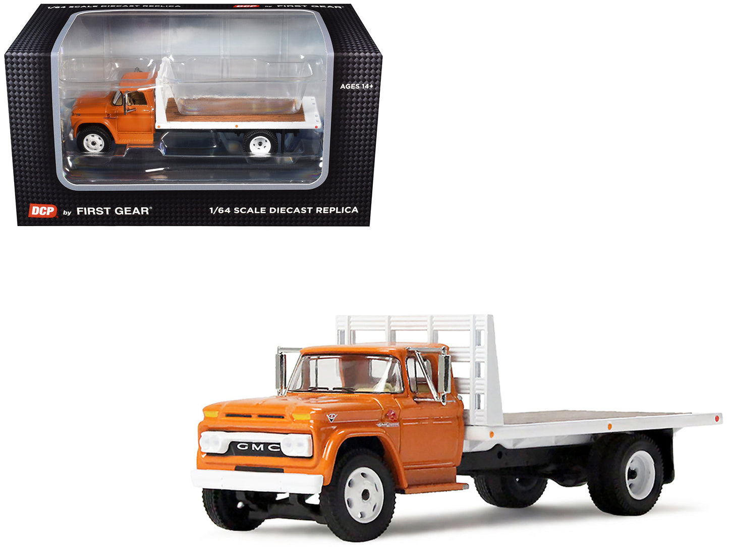 GMC 4000 Flatbed Truck Omaha Orange 1/64 Diecast Model