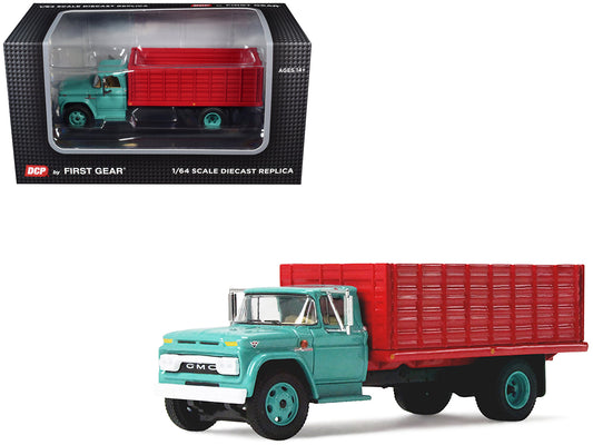 GMC 4000 Grain Truck Turquoise with Red Container 1/64 Diecast Model