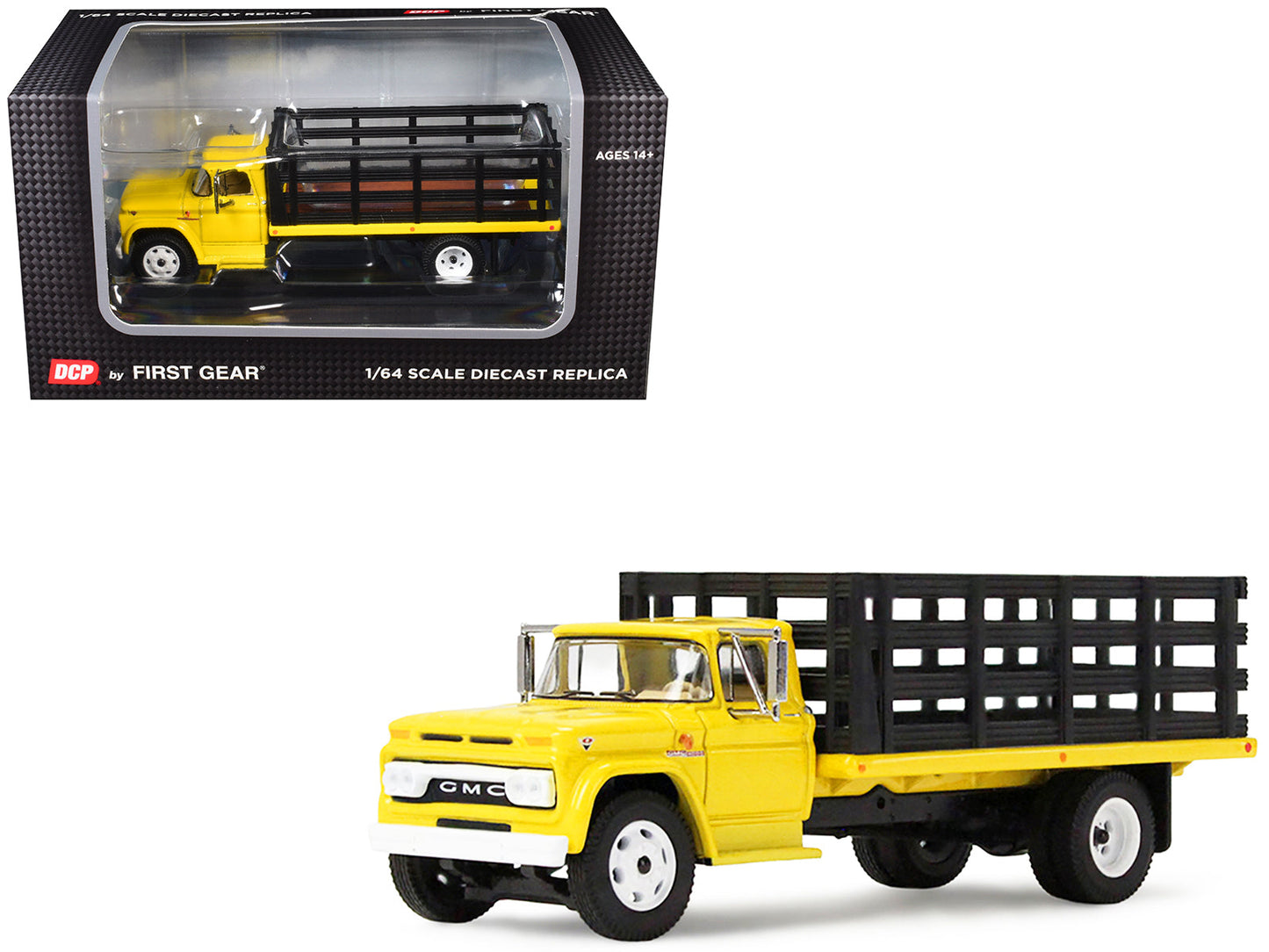 GMC 4000 Stake Truck Bright Yellow 1/64 Diecast Model