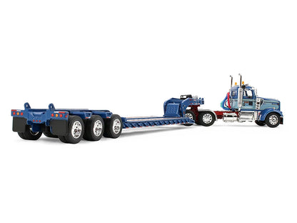 Kenworth W900L Day Cab and Fontaine Magnitude Lowboy Trailer "Sid Kamp" Blue and Light Blue Two-Tone 1/64 Diecast Model