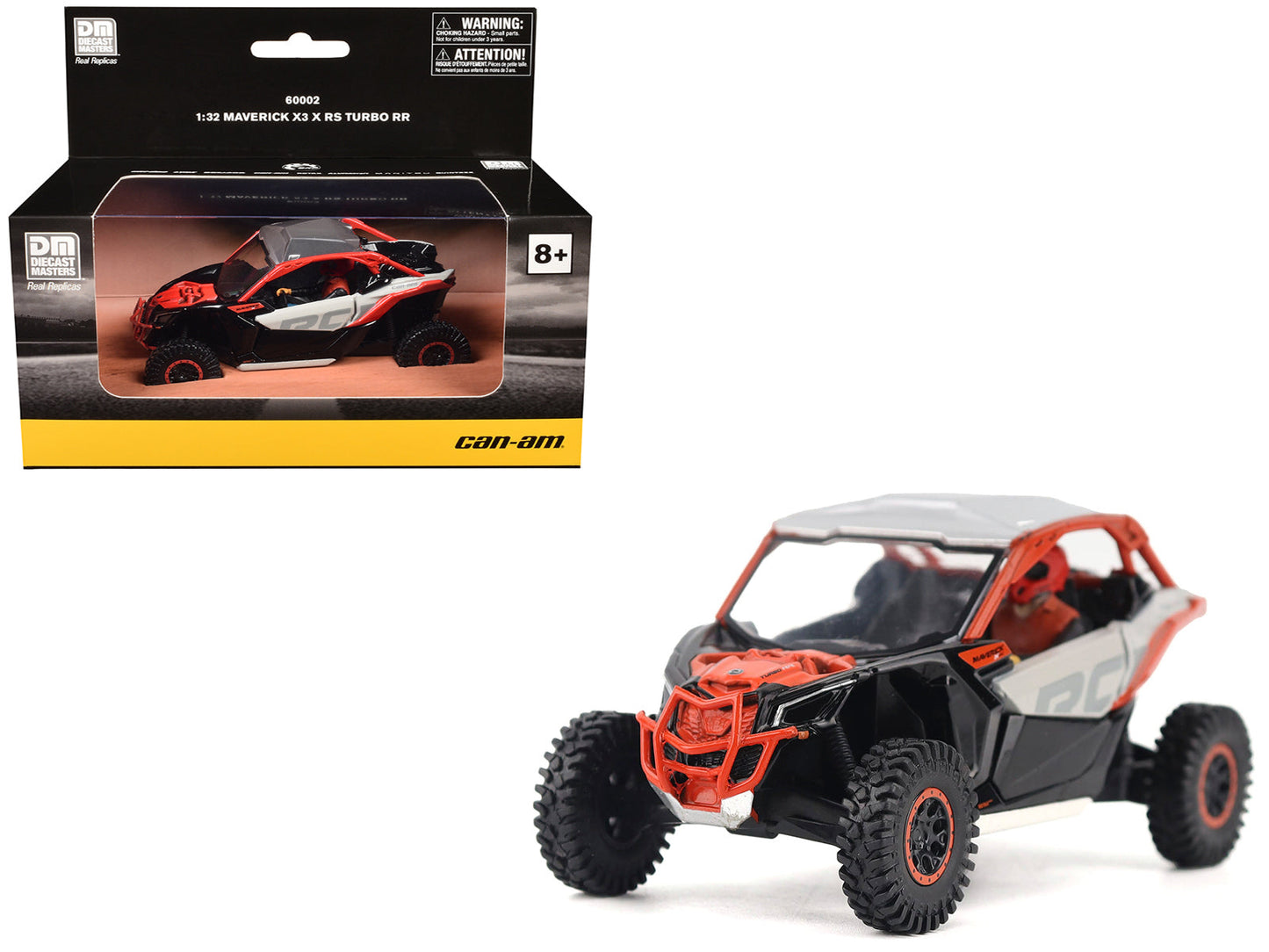 Can-Am Maverick X3 X RS Turbo RR Chalk Gray and Magma Red with Driver Figure 1/32 Diecast Model
