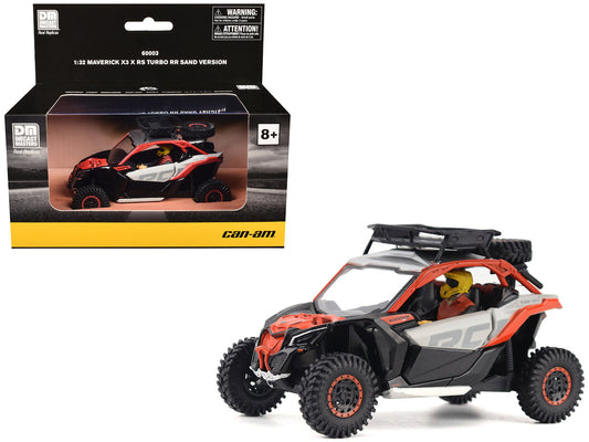 Can-Am Maverick X3 X RS Turbo RR Sand Version Chalk Gray and Magma Red with Driver Figure 1/32 Diecast Model