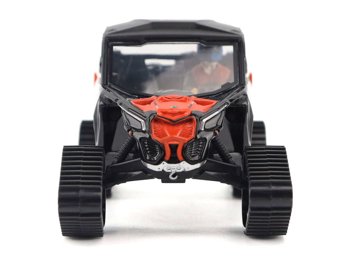 Can-Am Maverick X3 X RS Turbo RR Winter Version Chalk Gray and Magma Red with Driver Figure 1/32 Diecast Model