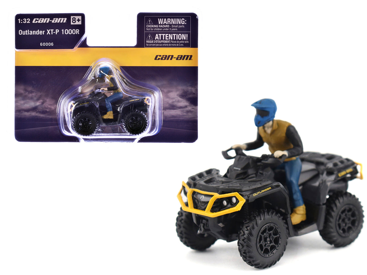 Can-Am Outlander XT-P 1000R ATV Iron Gray and Neo Yellow with Driver Figure 1/32 Diecast Model