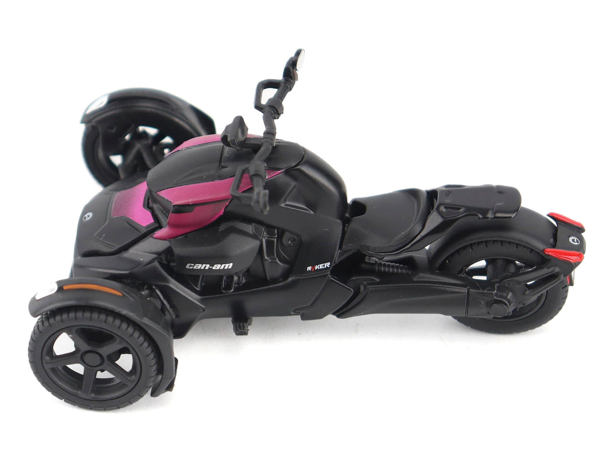 Can-Am Ryker 3-Wheel Motorcycle Pink Punk and Black with Driver Figure 1/32 Diecast Model