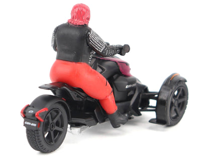 Can-Am Ryker 3-Wheel Motorcycle Pink Punk and Black with Driver Figure 1/32 Diecast Model