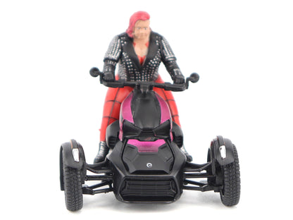 Can-Am Ryker 3-Wheel Motorcycle Pink Punk and Black with Driver Figure 1/32 Diecast Model