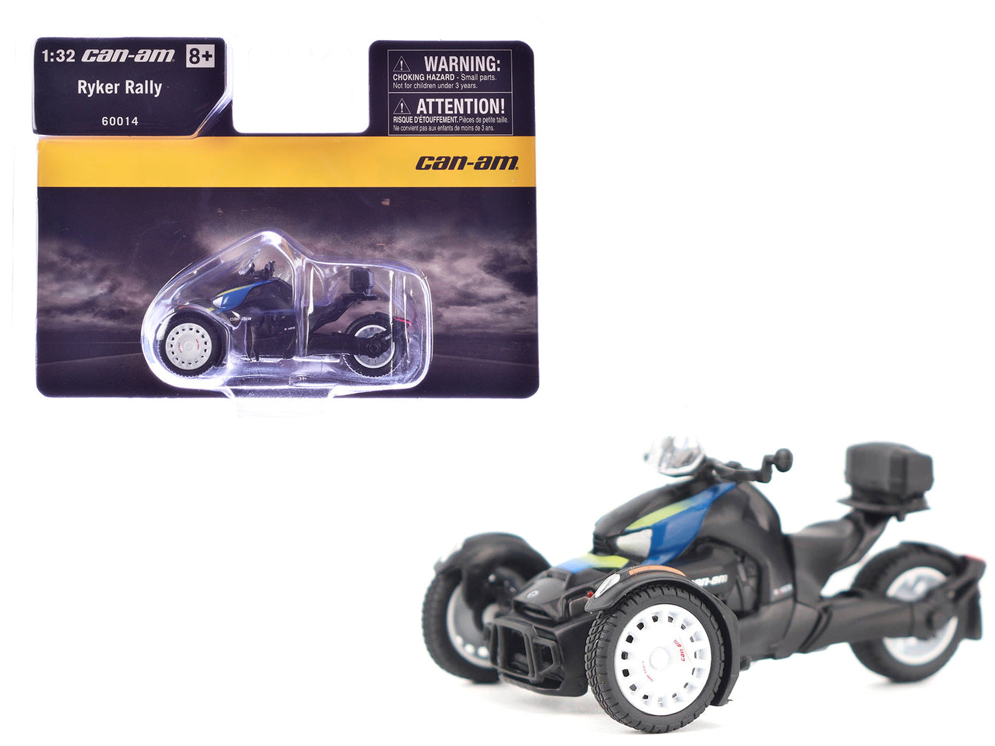 Can-Am Ryker Rally 3-Wheel Motorcycle Galactic Blue and Black 1/32 Diecast Model