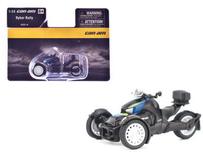 Can-Am Ryker Rally 3-Wheel Motorcycle Galactic Blue and Black 1/32 Diecast Model