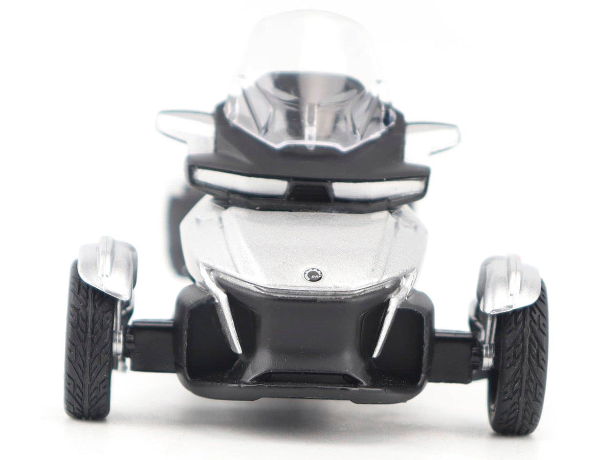 Can-Am Spyder RT 3-Wheel Motorcycle Hyper Silver Metallic with Driver Figure 1/32 Diecast Model