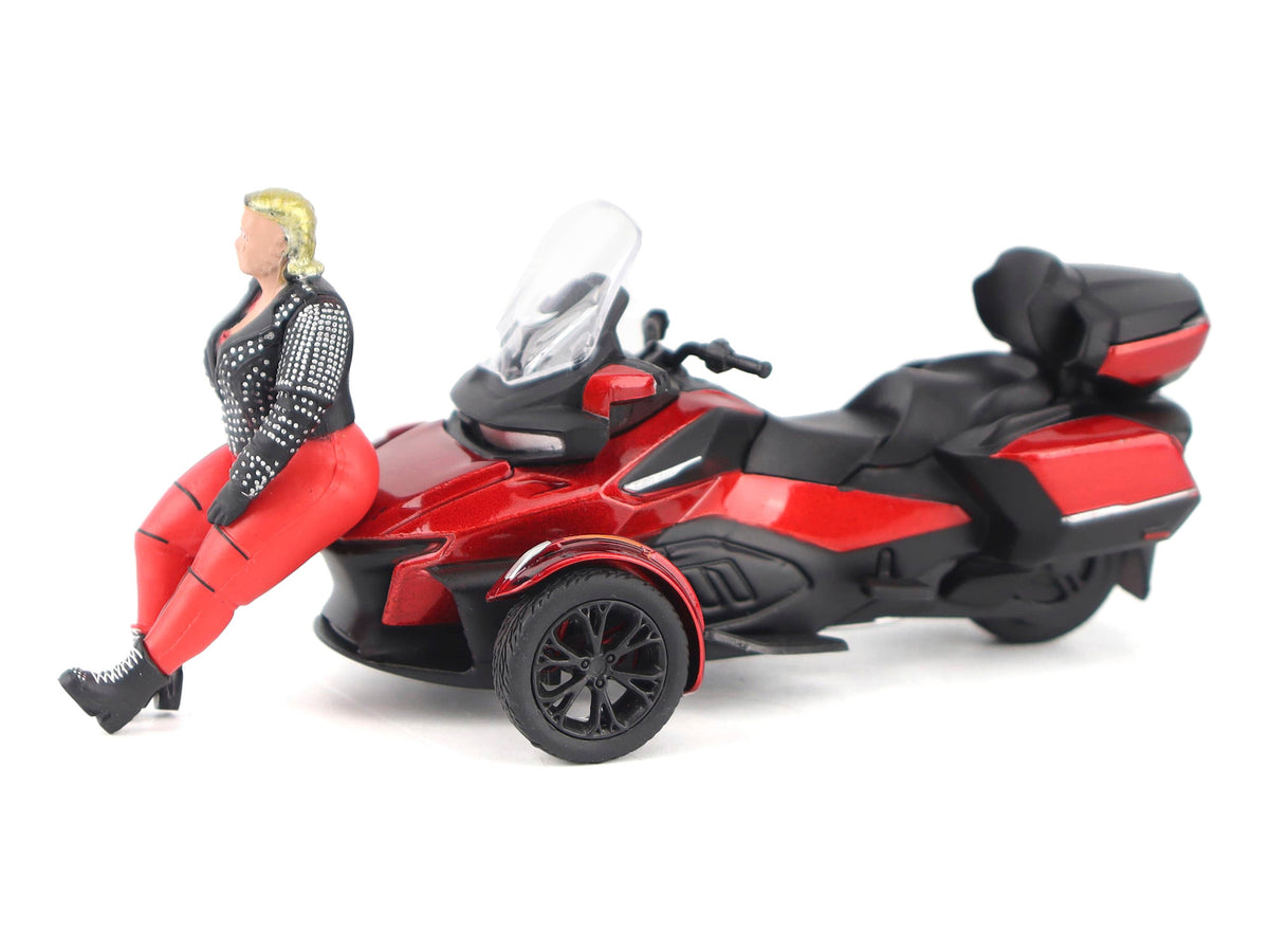 Can-Am Spyder RT Limited 3-Wheel Motorcycle Deep Marsala Red Metallic with Driver Figure 1/32 Diecast Model