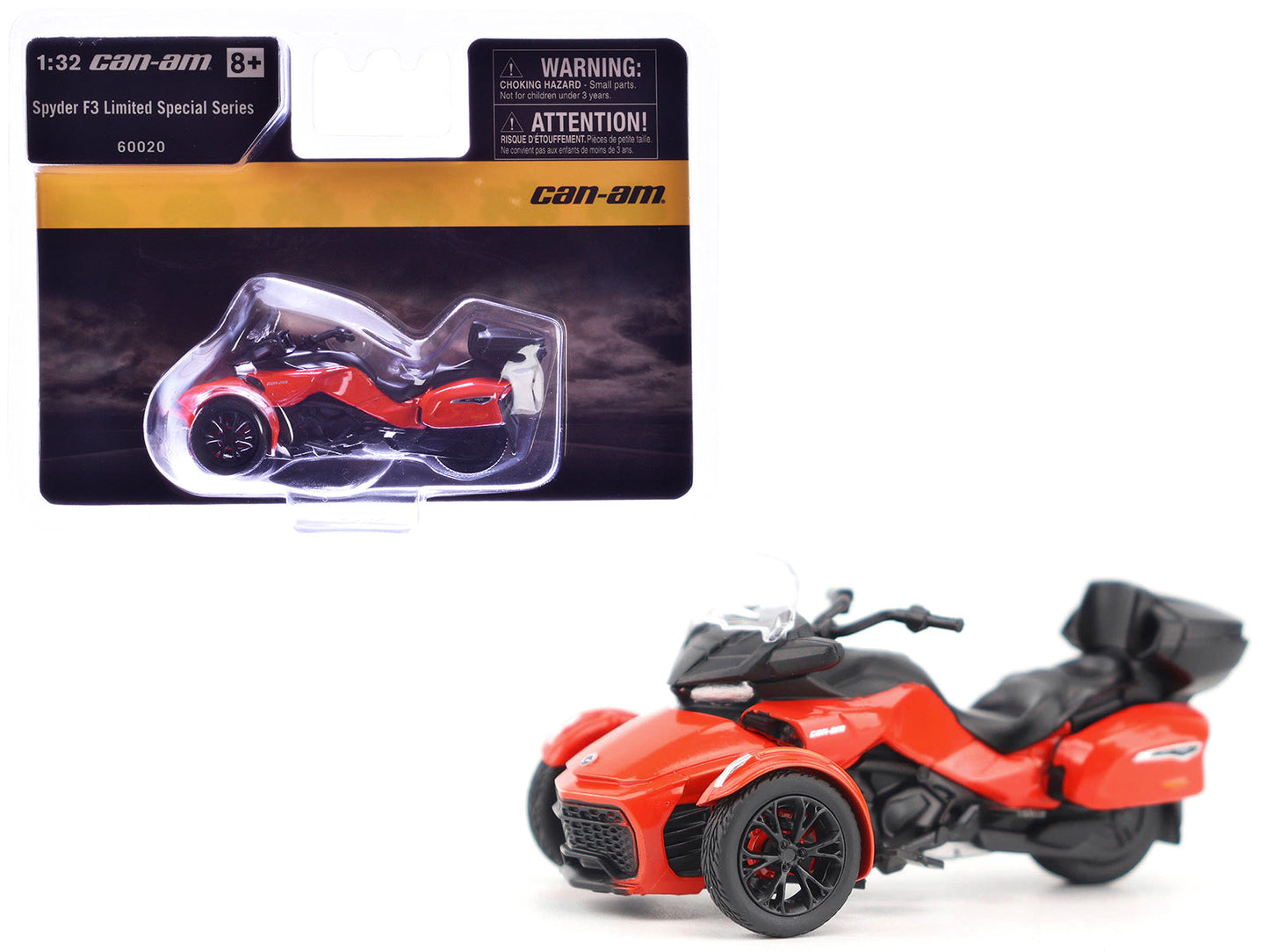 Can-Am Spyder F3 Limited Special Series 3-Wheel Motorcycle Viper Red 1/32 Diecast Model