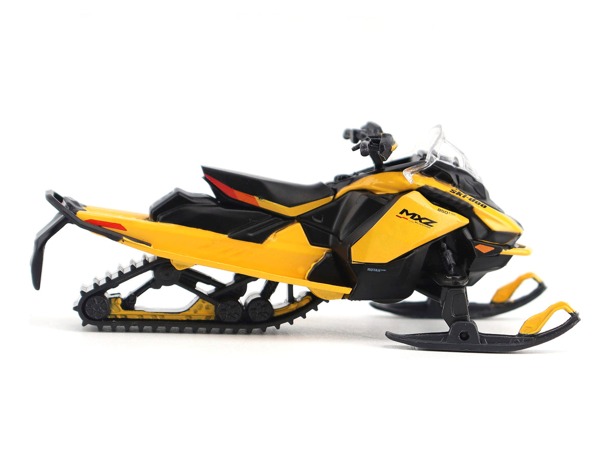 Ski-Doo MXZ Blizzard (Trail Segment) Neo Yellow and Ski-Doo MXZ 120cc (Kid's Model) Neo Yellow Set of 2 Snowmobiles 1/32 Diecast Models