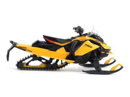 Ski-Doo MXZ Blizzard (Trail Segment) Neo Yellow and Ski-Doo MXZ 120cc (Kid's Model) Neo Yellow Set of 2 Snowmobiles 1/32 Diecast Models