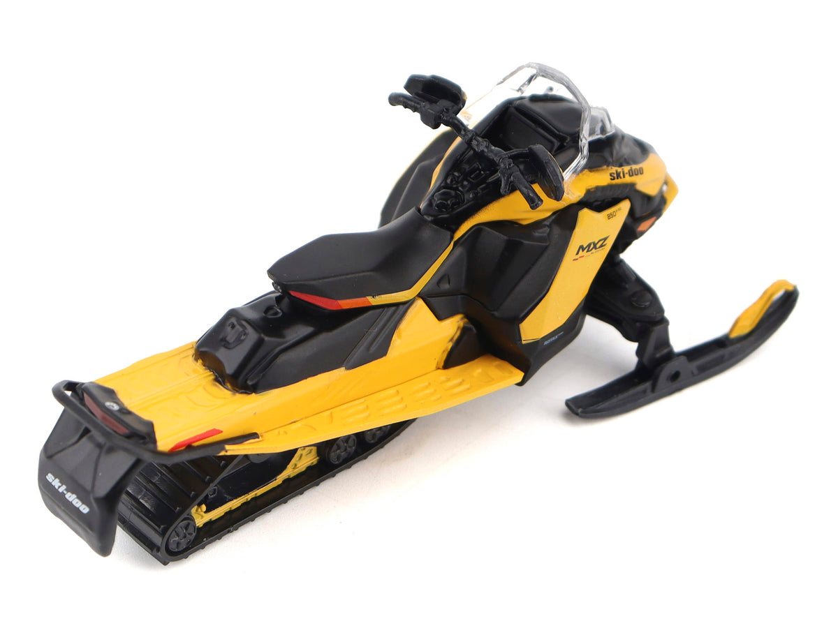Ski-Doo MXZ Blizzard (Trail Segment) Neo Yellow and Ski-Doo MXZ 120cc (Kid's Model) Neo Yellow Set of 2 Snowmobiles 1/32 Diecast Models