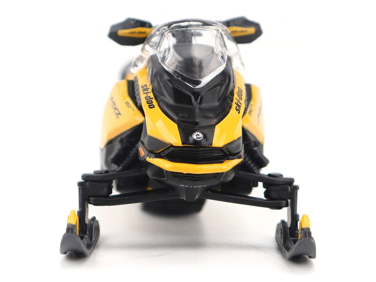 Ski-Doo MXZ Blizzard (Trail Segment) Neo Yellow and Ski-Doo MXZ 120cc (Kid's Model) Neo Yellow Set of 2 Snowmobiles 1/32 Diecast Models