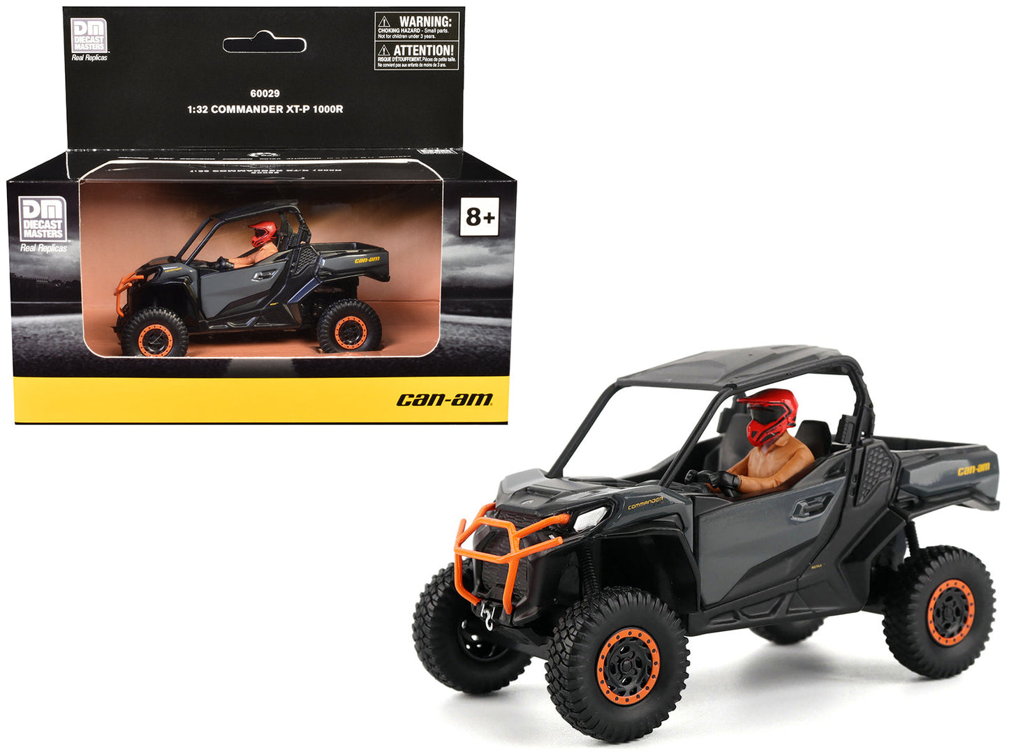 Can-Am Commander XT-P 1000R Gray and Orange with Driver Figure 1/32 Diecast Model