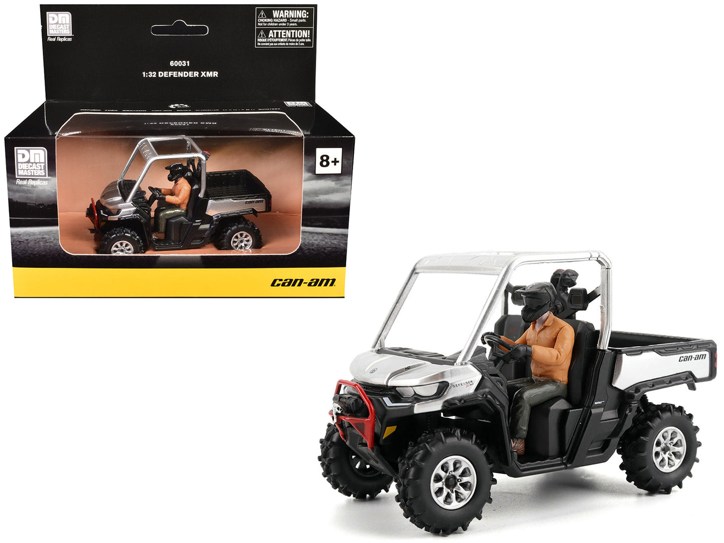 Can-Am Defender XMR Silver Metallic and Black with Driver Figure 1/32 Diecast Model