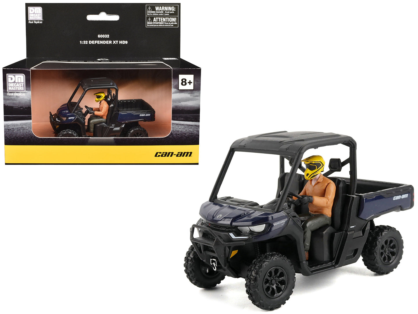 Can-Am Defender XT HD9 Navy Blue and Black with Driver Figure 1/32 Diecast Model