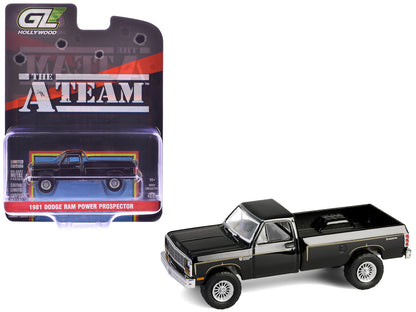 1981 Dodge Power Ram Prospector Pickup Truck Black "The A-Team" (1983-1987) TV Series "Hollywood Series" Release #43 1/64 Diecast Model Car