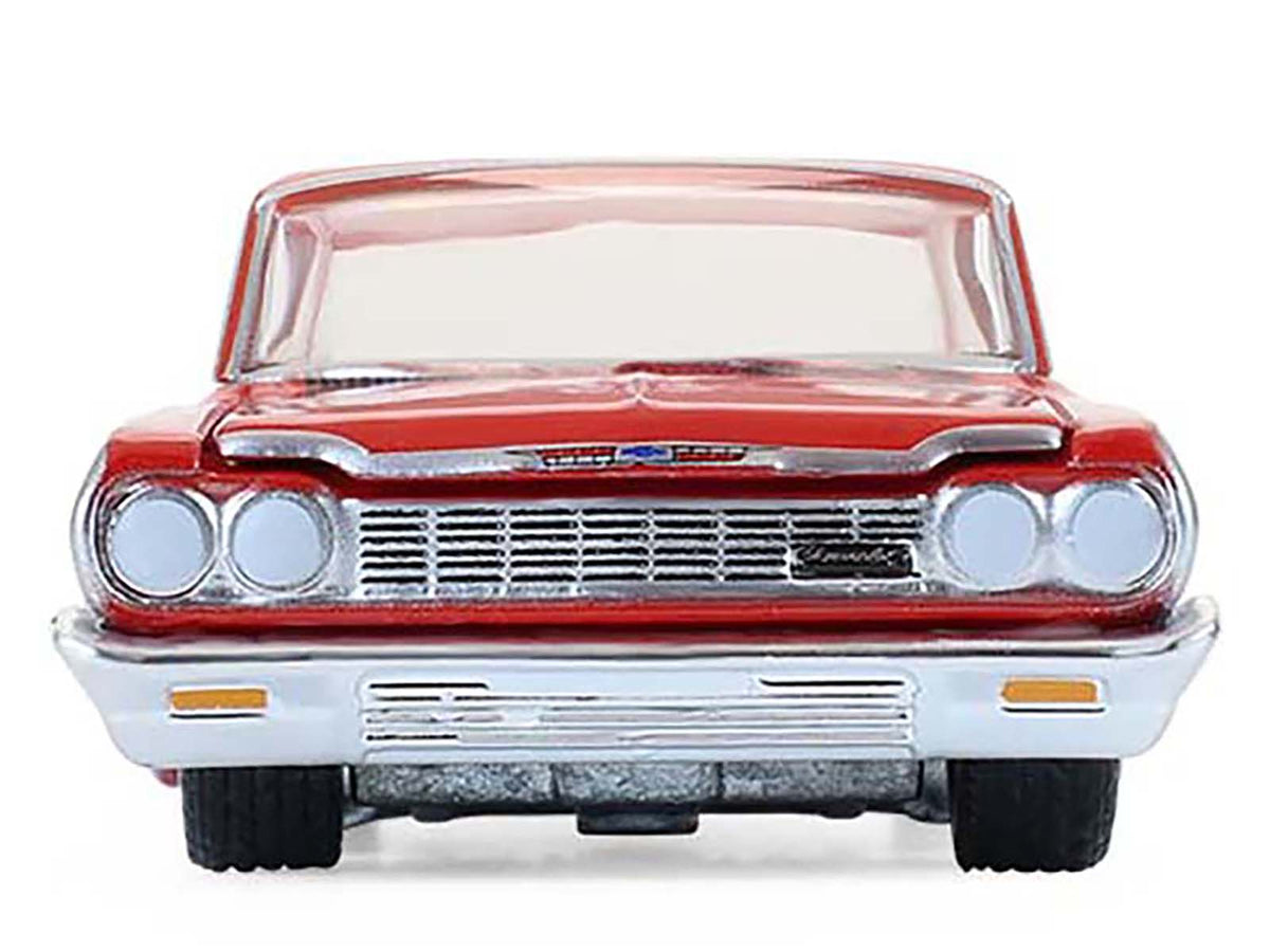 1964 Chevrolet Biscayne Lowrider Silver Metallic and Red Two-Tone "California Lowriders" Series 7 1/64 Diecast Model Car
