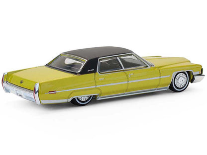 1971 Cadillac Sedan Deville Lowrider Gold Metallic with Black Top "California Lowriders" Series 7 1/64 Diecast Model Car