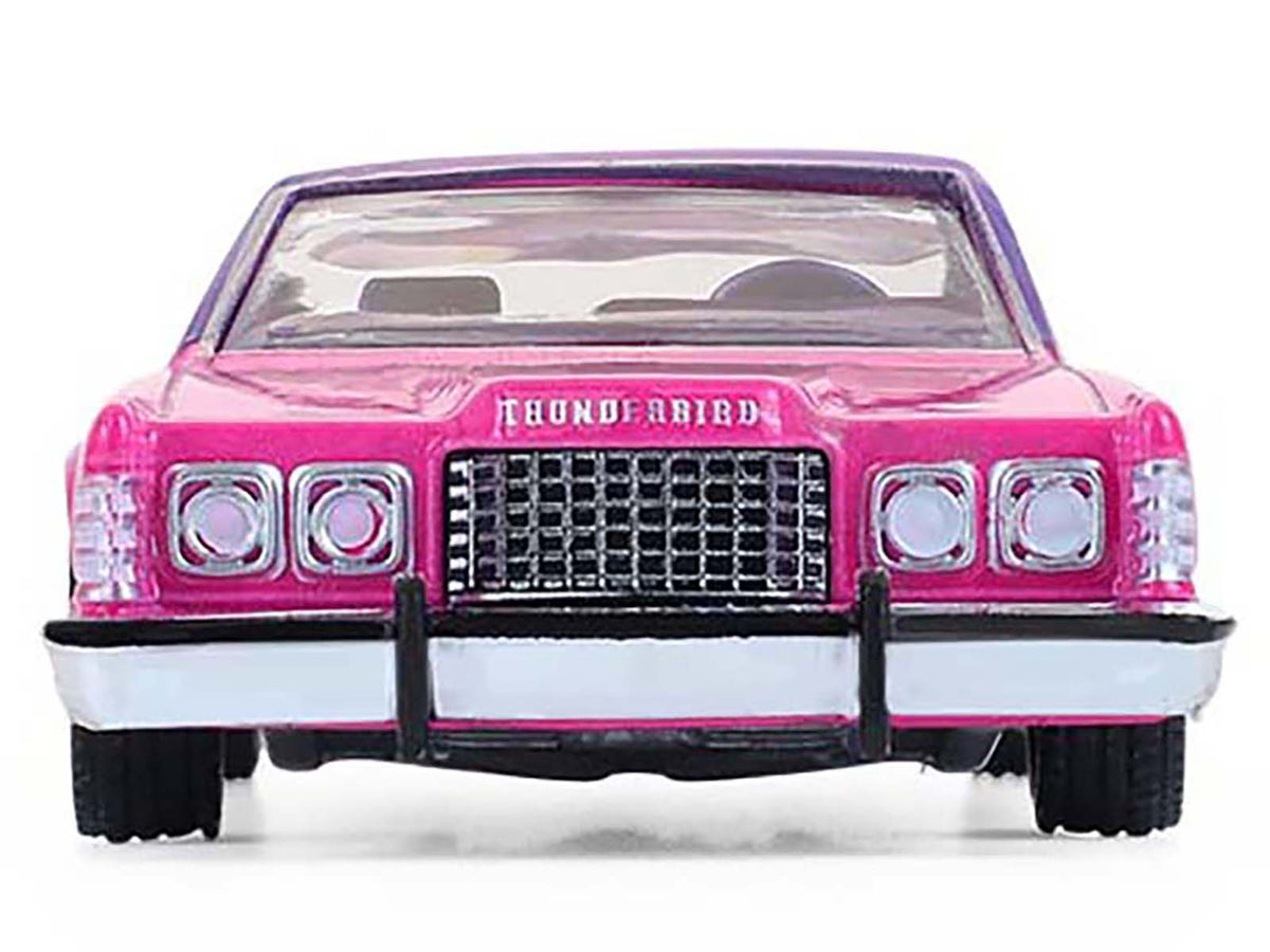 1975 Ford Thunderbird Lowrider Pink Metallic with Purple Top and Graphics with Purple Interior "California Lowriders" Series 7 1/64 Diecast Model Car