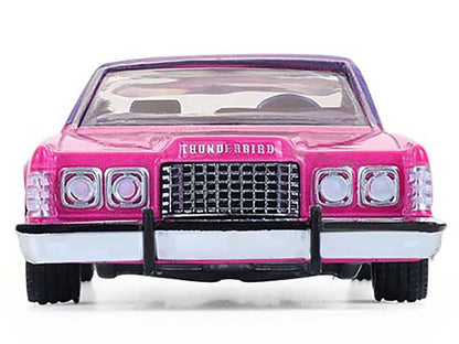 1975 Ford Thunderbird Lowrider Pink Metallic with Purple Top and Graphics with Purple Interior "California Lowriders" Series 7 1/64 Diecast Model Car