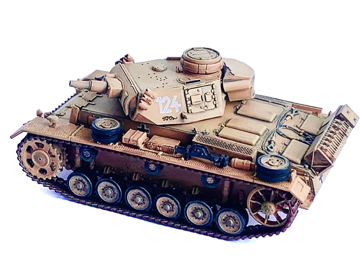 Germany Pz.Kpfw.III Ausf.N DAK Tank #124 "s.Pz.Abt.501 Tunisia Tiger Insignia" (1942/43) "NEO Dragon Armor" Series 1/72 Plastic Model