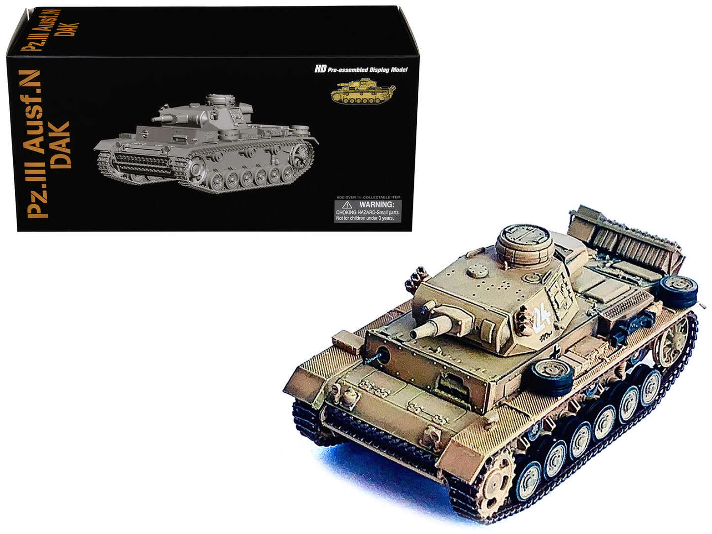 Germany Pz.Kpfw.III Ausf.N DAK Tank #124 "s.Pz.Abt.501 Tunisia Tiger Insignia" (1942/43) "NEO Dragon Armor" Series 1/72 Plastic Model