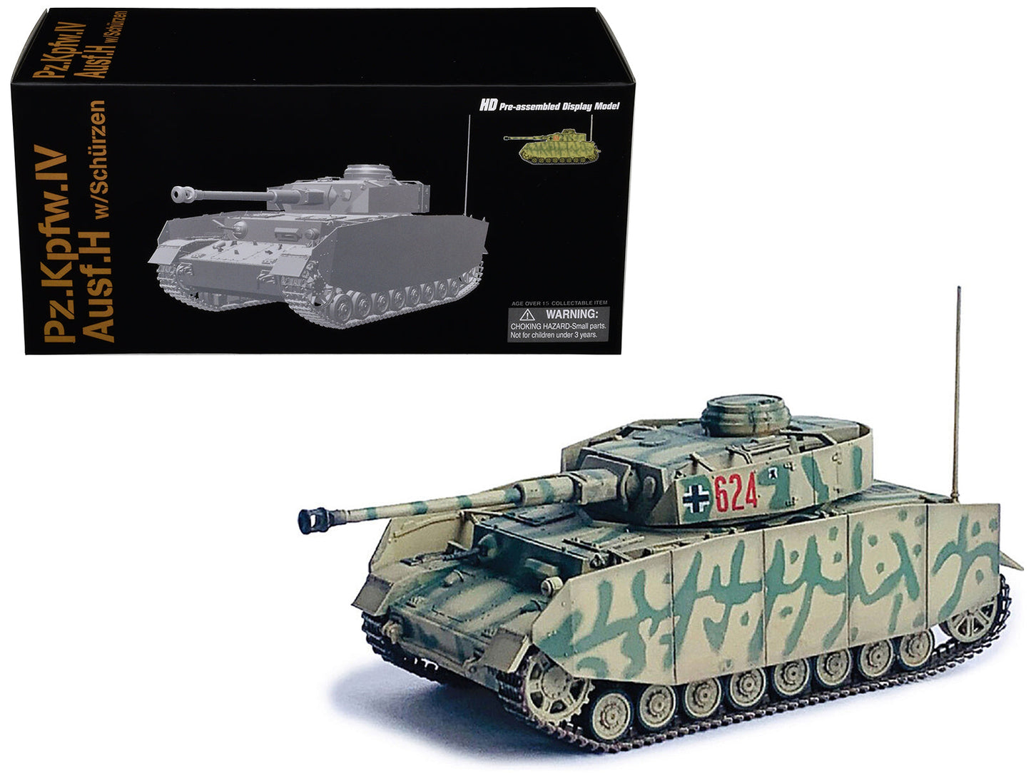 Germany Pz.Kpfw.IV Ausf.H with Schurzen Tank #624 "3.Pz.Div. Ukraine" (1943) "NEO Dragon Armor" Series 1/72 Plastic Model