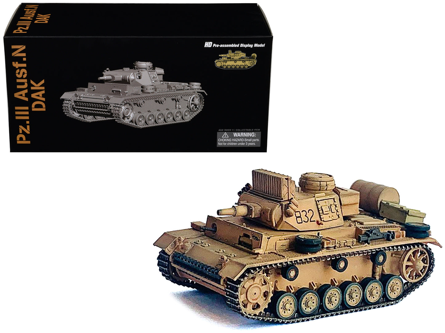 Germany Pz.Kpfw.III Ausf.N DAK Tank #832 "s.Pz.Abt.501 Tunisia" (1942/43) "NEO Dragon Armor" Series 1/72 Plastic Model