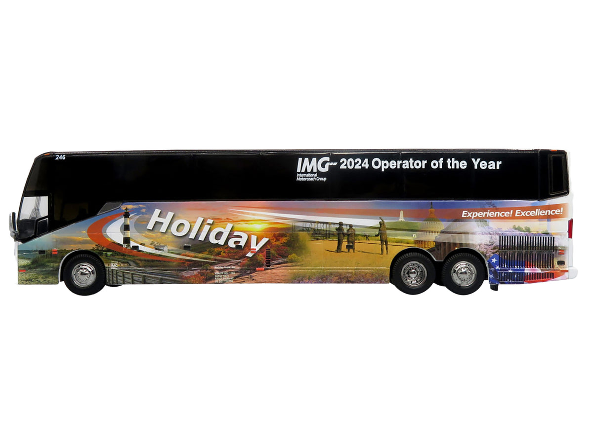 Prevost H3-45 Coach Bus "Holiday Tours - 2024 IMG Operator of the Year" White with Graphics Limited Edition 1/64 Diecast Model