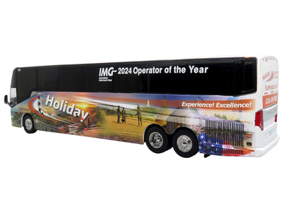 Prevost H3-45 Coach Bus "Holiday Tours - 2024 IMG Operator of the Year" White with Graphics Limited Edition 1/64 Diecast Model
