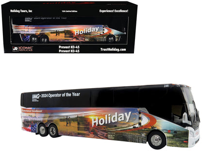 Prevost H3-45 Coach Bus "Holiday Tours - 2024 IMG Operator of the Year" White with Graphics Limited Edition 1/64 Diecast Model