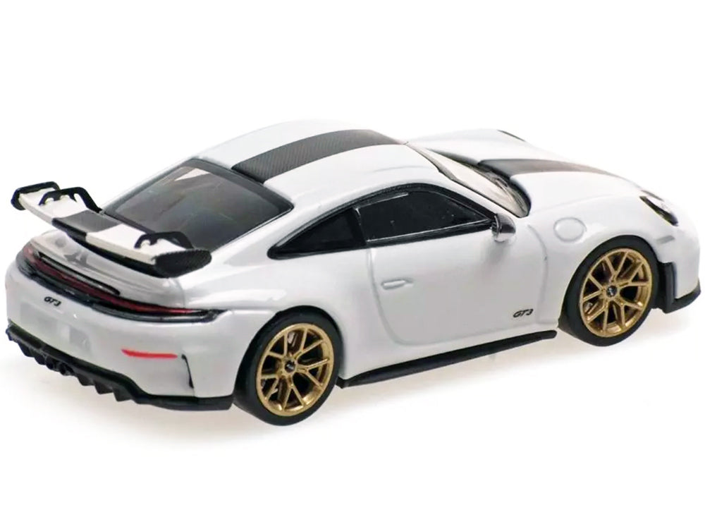 2025 Porsche 911 (992.2) GT3 Weissach Package White with Carbon Stripe Limited Edition to 240 pieces Worldwide 1/64 Diecast Model Car