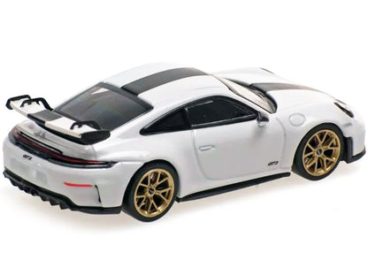 2025 Porsche 911 (992.2) GT3 Weissach Package White with Carbon Stripe Limited Edition to 240 pieces Worldwide 1/64 Diecast Model Car