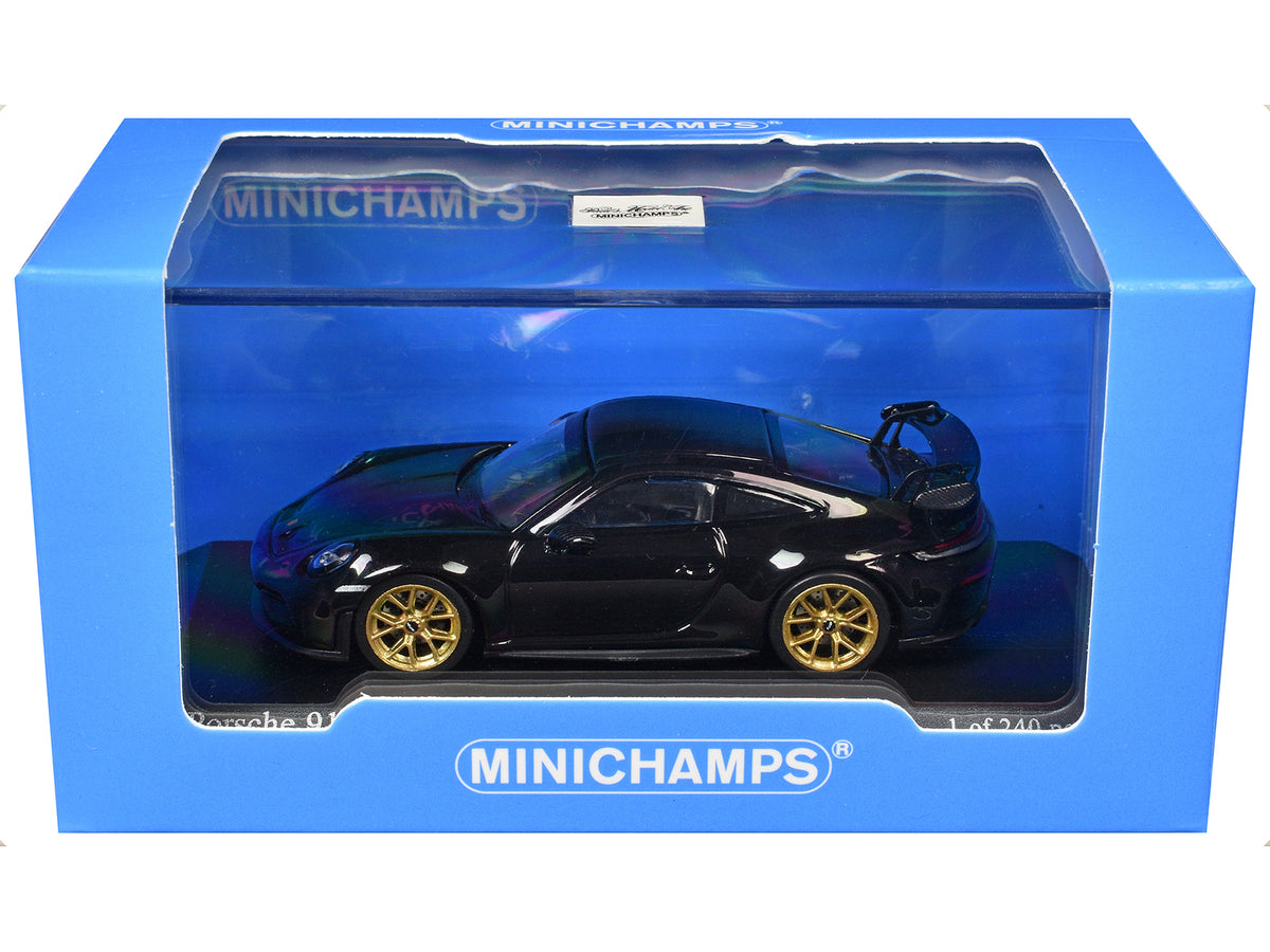 2025 Porsche 911 (992.2) GT3 Weissach Package Black with Carbon Stripe Limited Edition to 240 pieces Worldwide 1/64 Diecast Model Car
